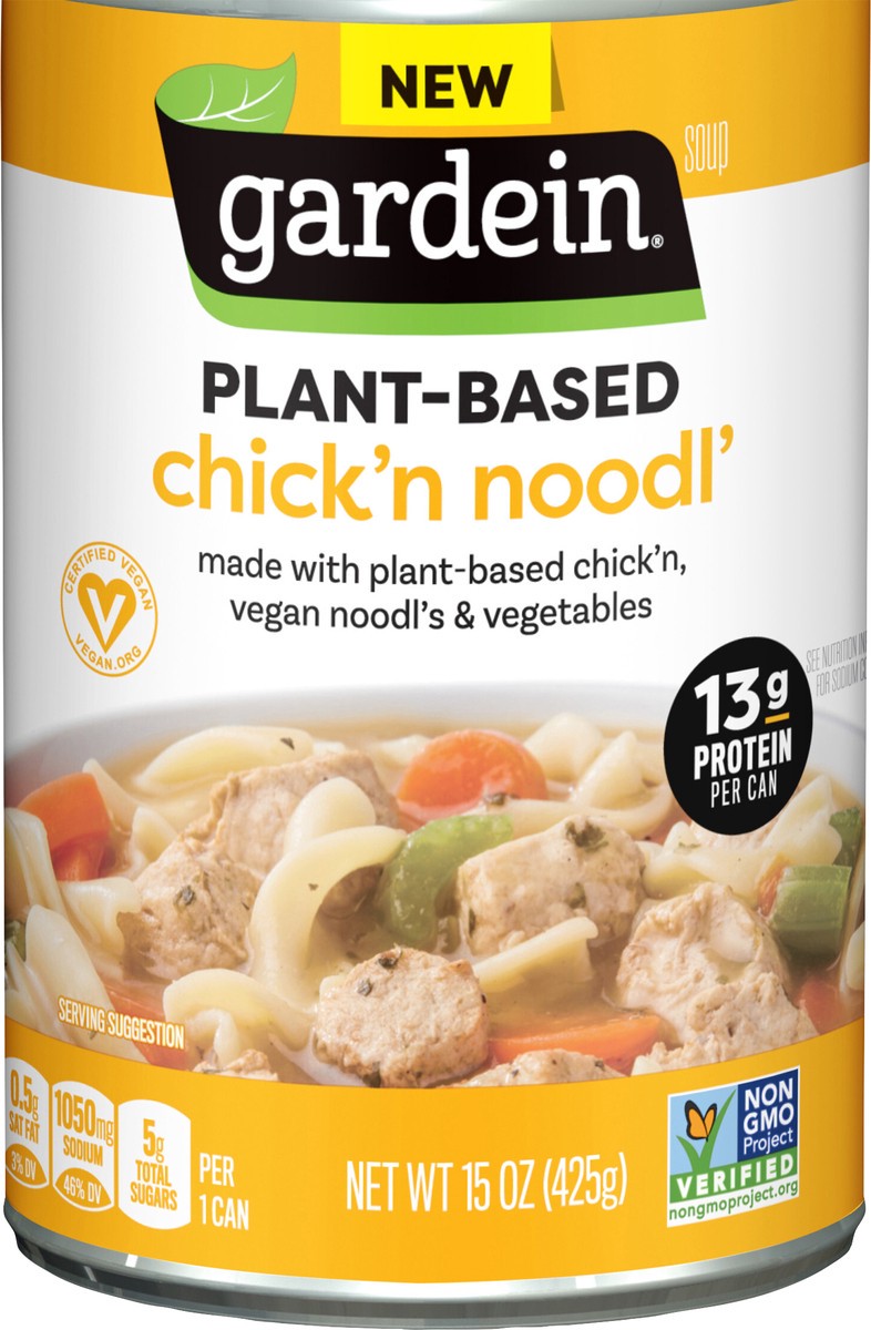 slide 2 of 2, Gardein Plant-Based Chick'n Noodl' Soup, Vegan, 15 oz., 15 oz