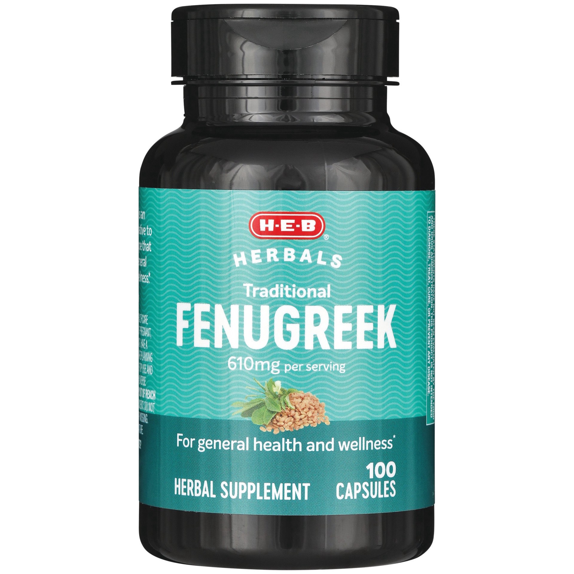 slide 1 of 1, H-E-B Herbals Traditional Fenugreek Capsules - 610 mg, 100 ct