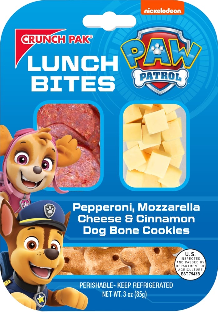 slide 1 of 1, Crunch Pak Paw Patrol Pepperoni Mozzarella Cheese & Cinnamon Cookie Lunch Bites, 3 oz