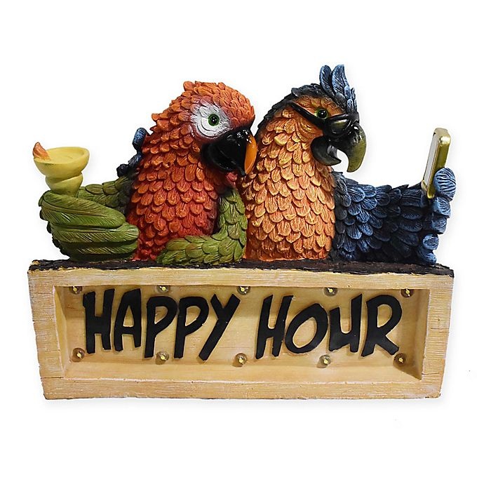 slide 1 of 1, Destination Summer Happy Hour Parrots LED Solar Powered Plaque, 1 ct