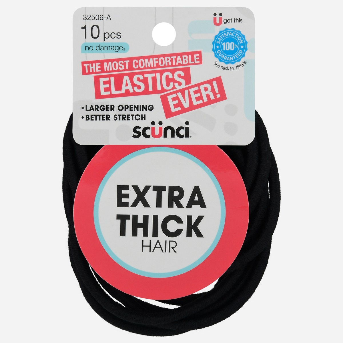 slide 1 of 9, scünci No Damage Extra Thick Hair Elastics 10 ea, 10 ct