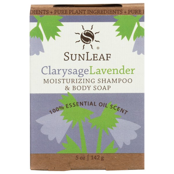 slide 1 of 1, SunLeaf Naturals Sunleaf Clarysage & Lavender Moisturizing Shampoo & Body Bar Soap, 1 ct