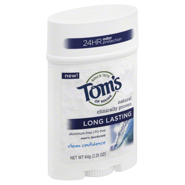 slide 1 of 1, Tom's of Maine Long Lasting Clean Confidence No Aluminum Men's Deodorant, 2.25 oz