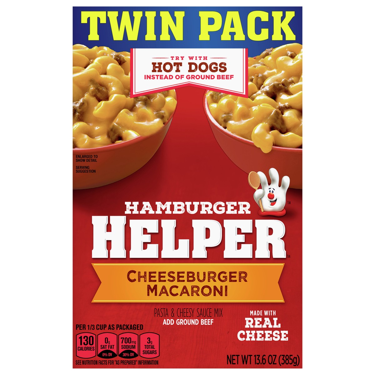 slide 1 of 1, Hamburger Helper Cheeseburger Macaroni, Made With Real Cheese, 13.6 oz., Twin Pack, 13.6 oz