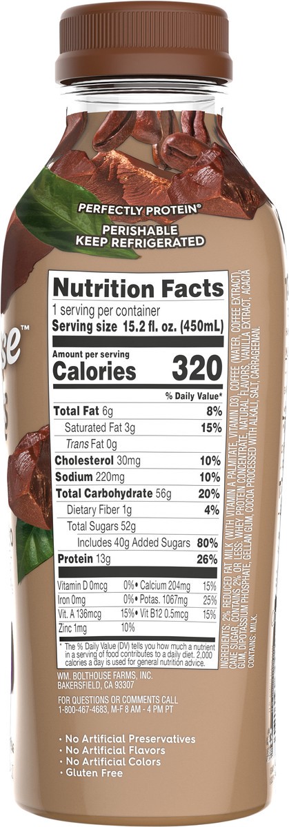 slide 2 of 5, Bolthouse Farms Perfectly Protein Coffee, Mocha Cappuccino, 15.2 fl. oz. Bottle, 15.2 oz