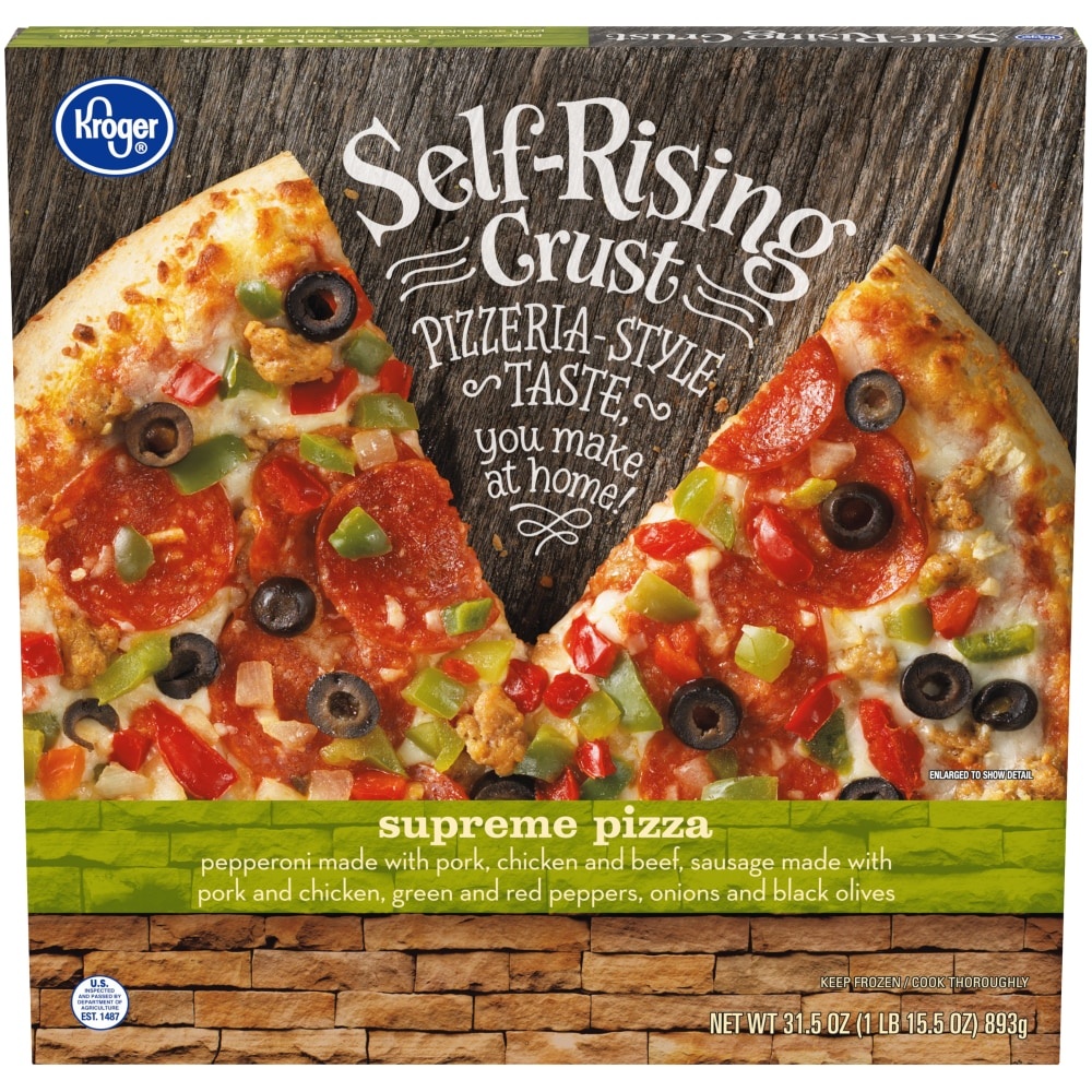 slide 1 of 1, Kroger Self-Rising Crust Pizzeria Style Supreme Pizza, 31.5 oz