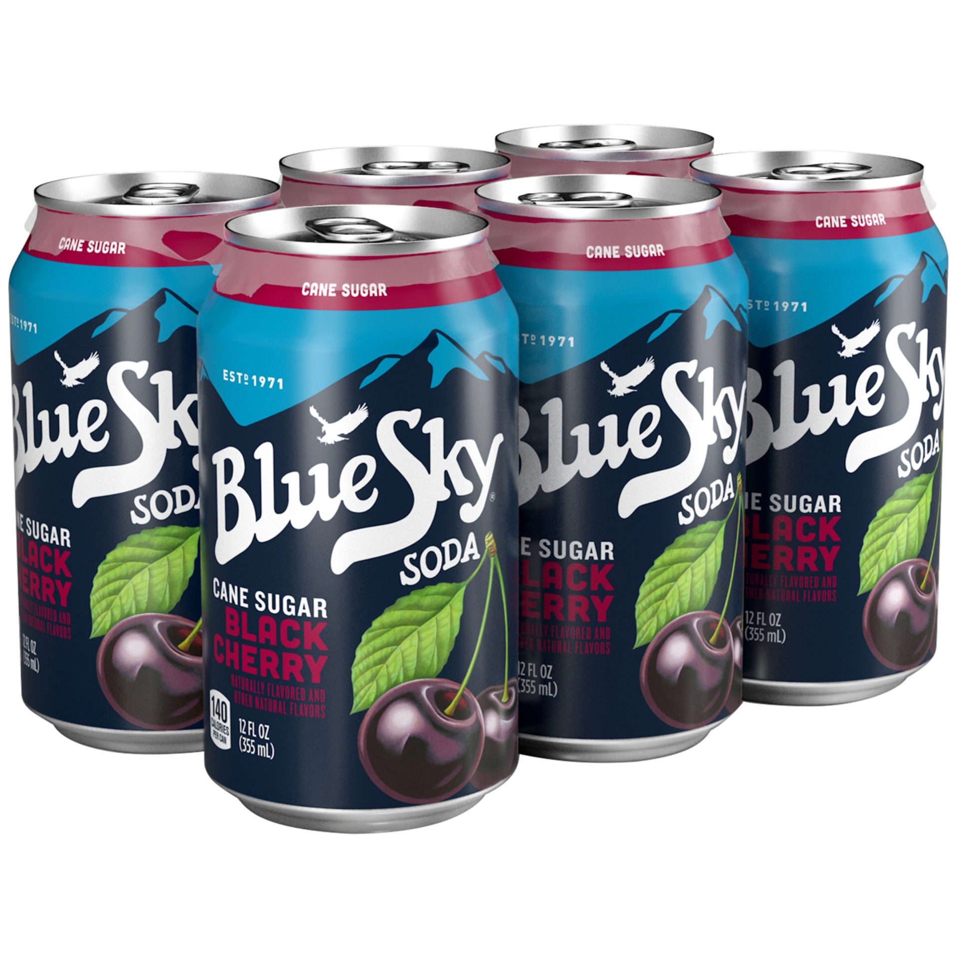 slide 3 of 8, Blue Sky Cane Sugar Black Cherry Soda, 6 ct; 12 fl oz