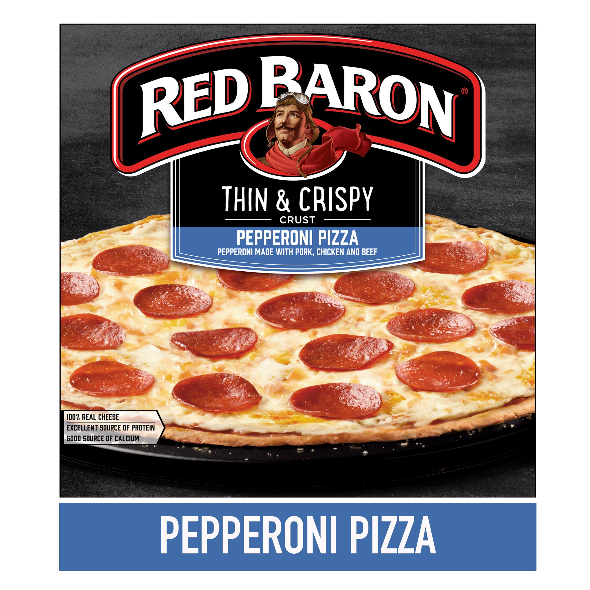 slide 2 of 5, Red Baron Frozen Pizza Thin & Crispy Pepperoni, 15.78 oz