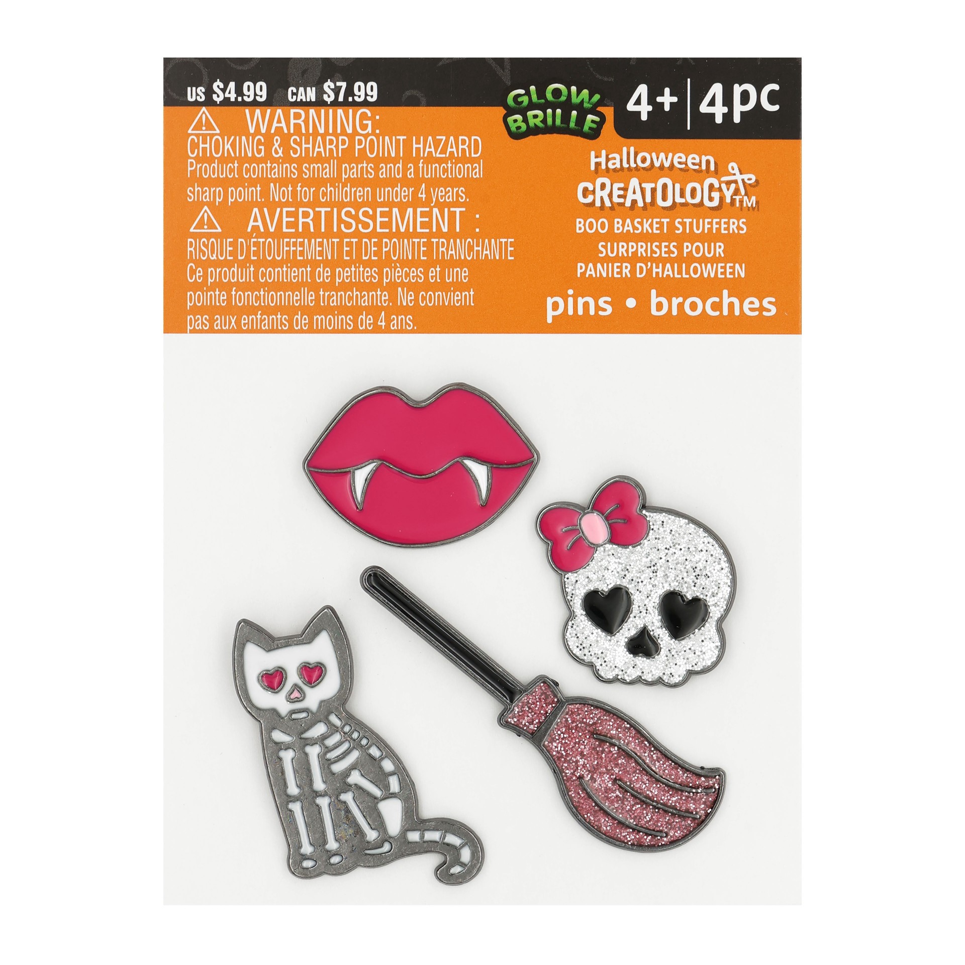 slide 5 of 5, Sweet & Spooky Halloween Pins By Creatology, 4 in x 0.3 in