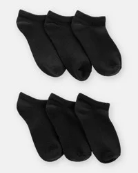 Carters Boys 6-Pack No Show Socks - Black Black 4-7
