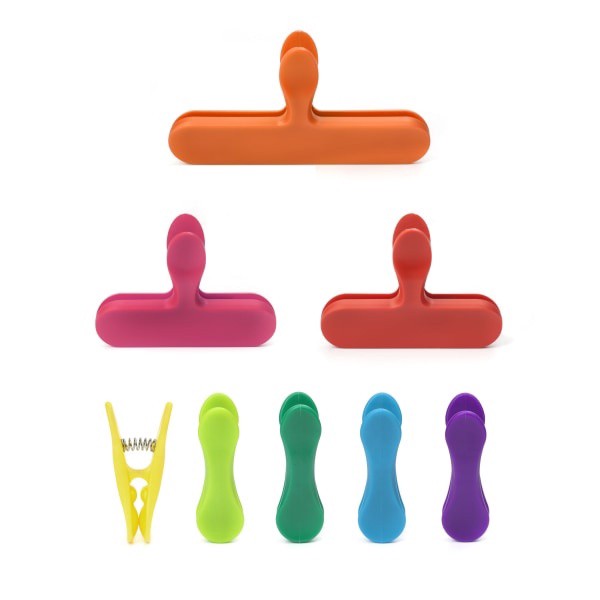 slide 1 of 9, Kikkerland Design Bag Clips - Rainbow, 8 ct