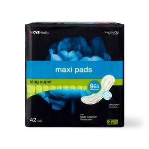 slide 1 of 1, CVS Health Maxi Pads, Long Super, 42 Ct, 1 ct