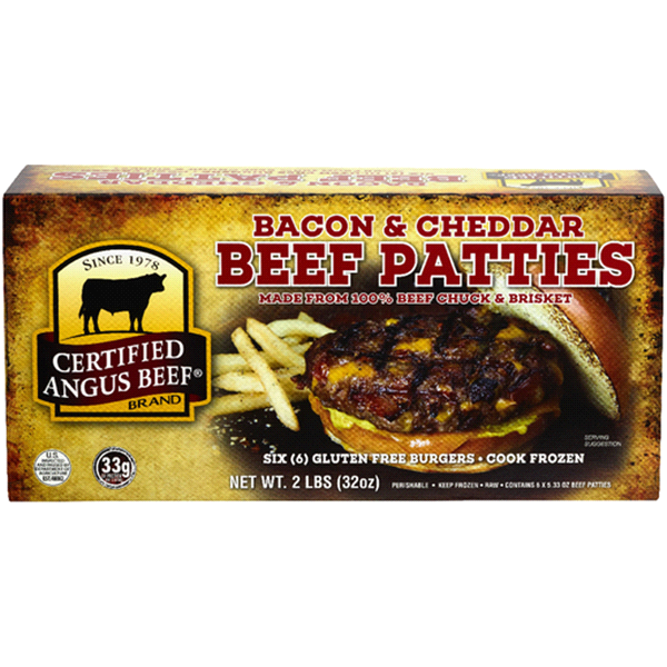 slide 1 of 1, Certified Angus Beef Bacon & Cheddar Beef Patties, 6 ct; 32 oz