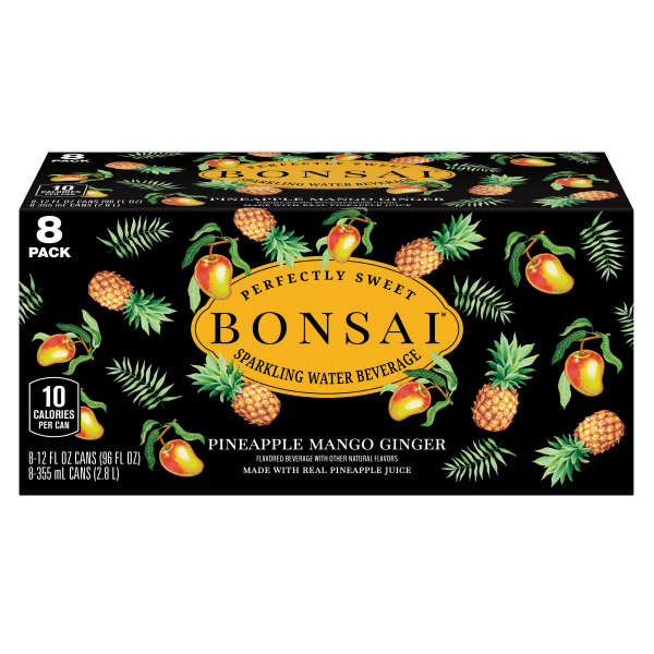 slide 17 of 25, BONSAI™ sparkling beverage Bonsai Mango Pineapple Ginger Sweetened Sparkling Water, 12 fl oz cans, 8 pack, 8 ct