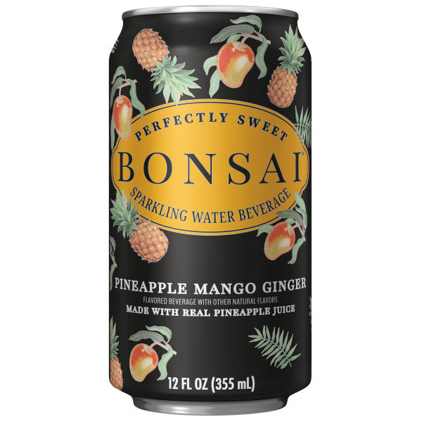 slide 9 of 25, BONSAI™ sparkling beverage Bonsai Mango Pineapple Ginger Sweetened Sparkling Water, 12 fl oz cans, 8 pack, 8 ct