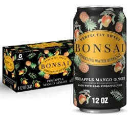 BONSAI™ sparkling beverage Bonsai Mango Pineapple Ginger Sweetened Sparkling Water, 12 fl oz cans, 8 pack