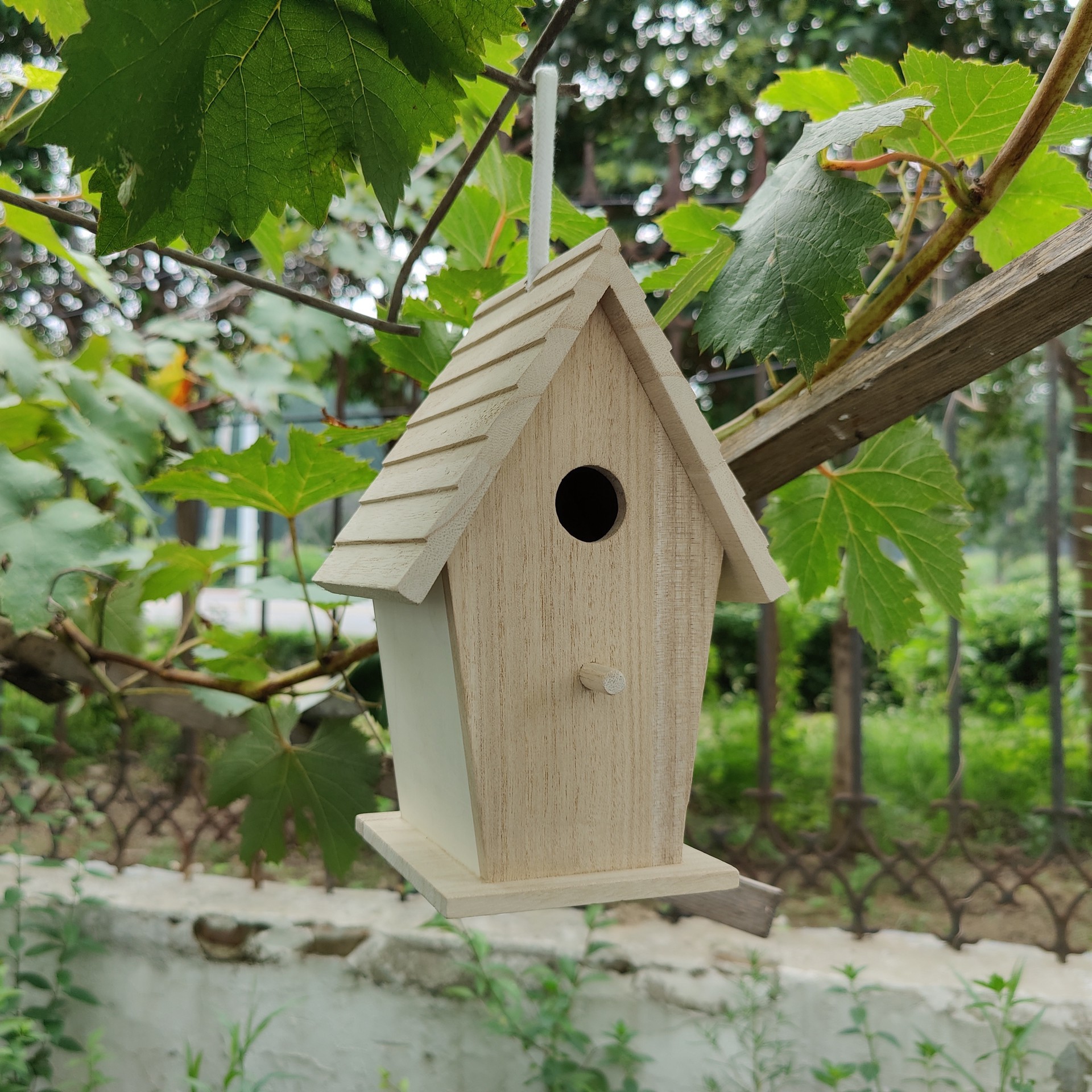 slide 2 of 3, 8.5" Tall Wood Birdhouse By Make Market, 5.51 in x 4.72 in x 8.46 in