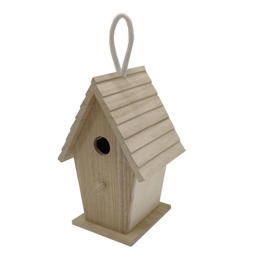slide 1 of 3, 8.5" Tall Wood Birdhouse By Make Market, 5.51 in x 4.72 in x 8.46 in