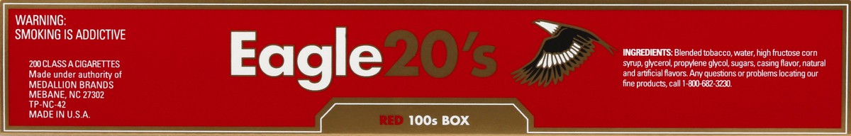 slide 5 of 9, Eagle Brand Cigarettes, Class A, Red 100s, 200 ct