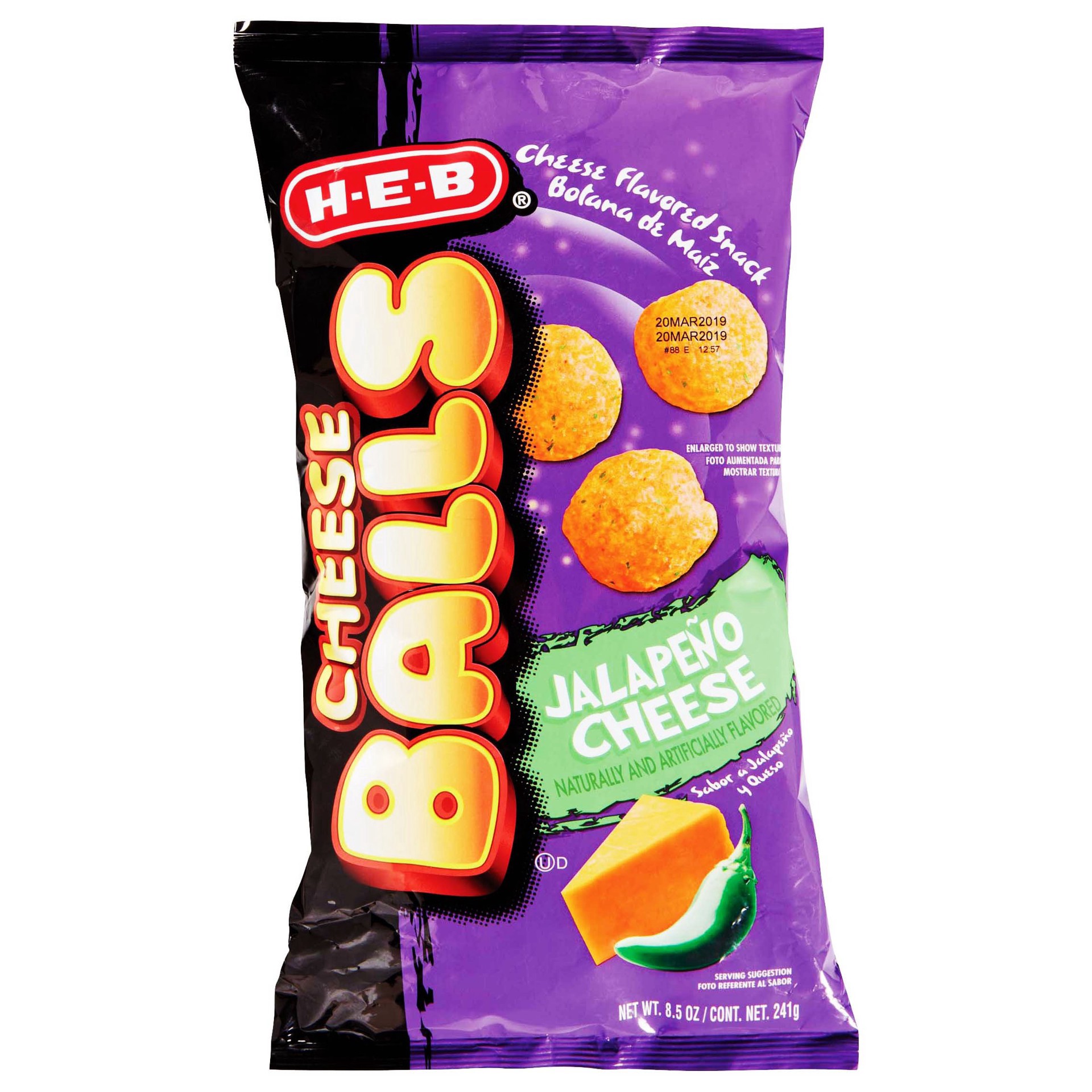 slide 1 of 1, H-E-B Jalapeno Cheese Flavored Cheese Balls, 9 oz