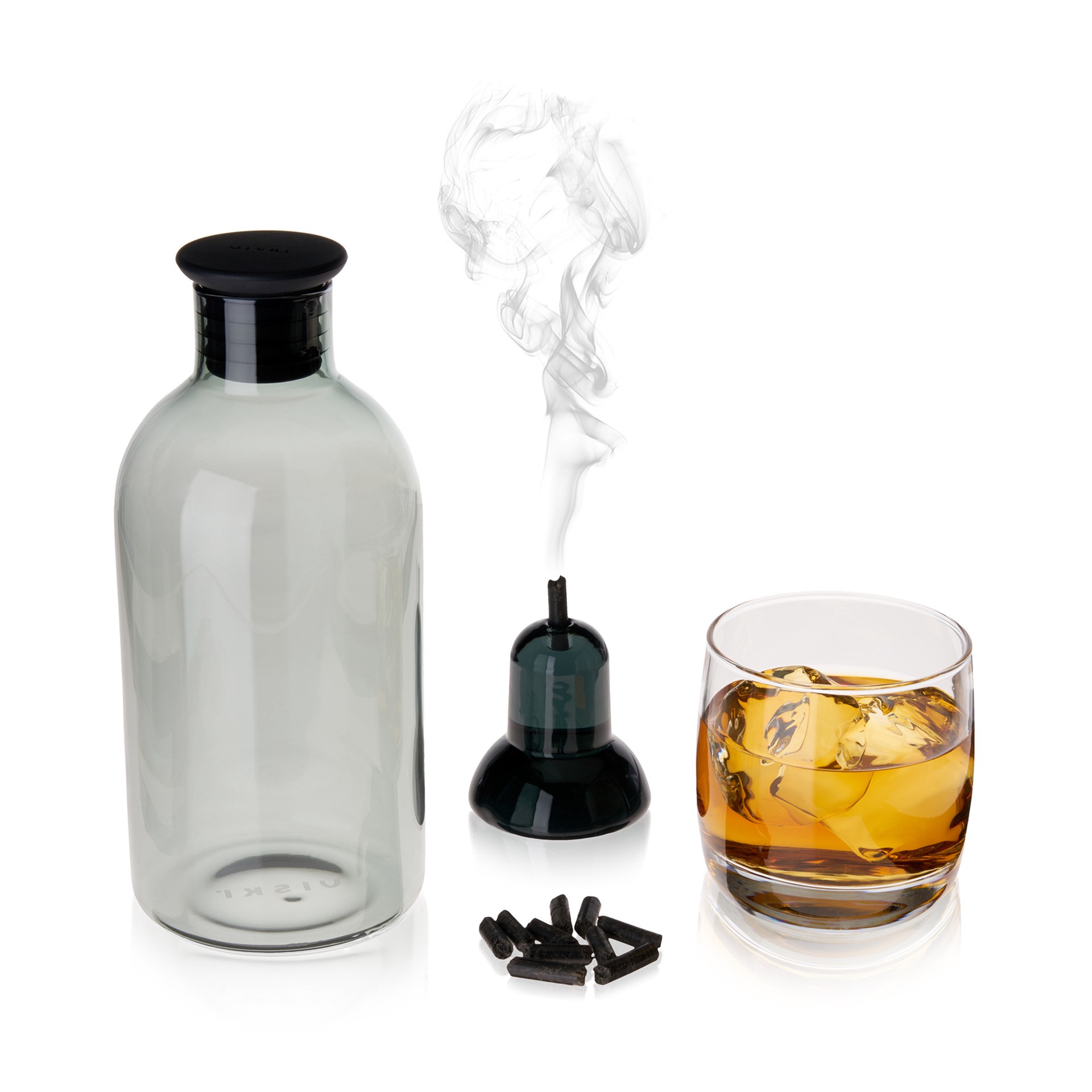 slide 1 of 5, Viski Smoked Cocktail Set| Glass Carafe with Smoker Pellets for Smoke Infusion. Cocktails Smoking Barware Tool Set with Recipe Book, 1 ct