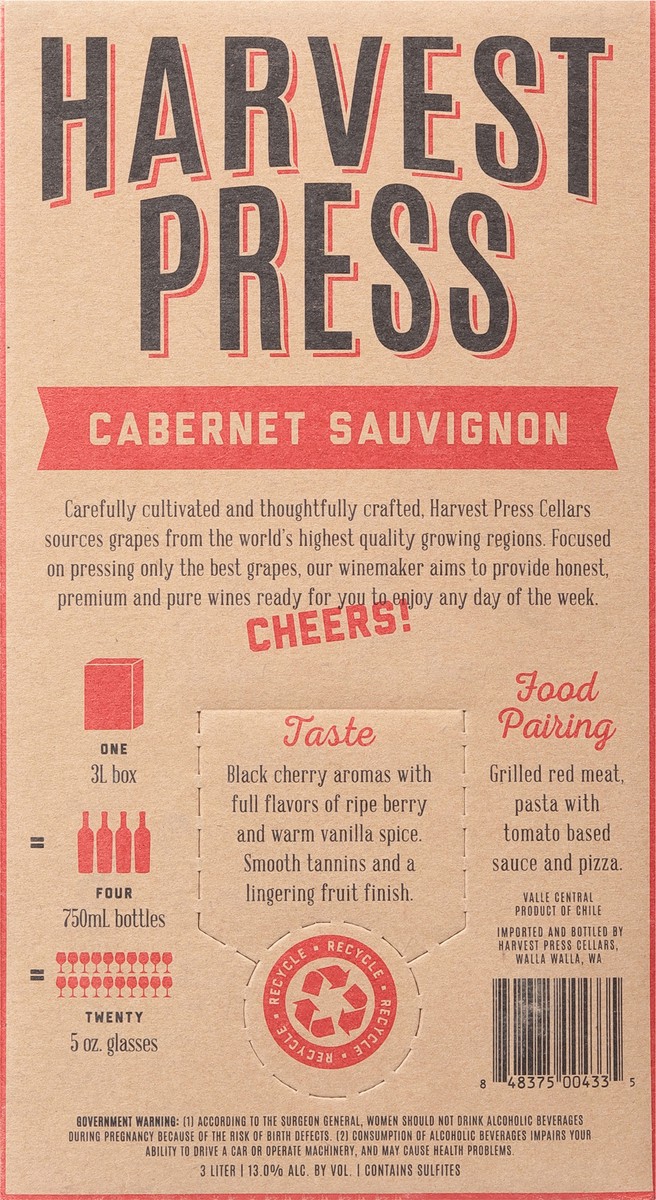 slide 8 of 9, Harvest Press Cabernet Sauvignon 3 l, 3 liter