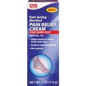 slide 1 of 1, CVS Pharmacy Cvs Health Fast-Acting Menthol Pain Relief Cream For Sore Feet, 4 oz