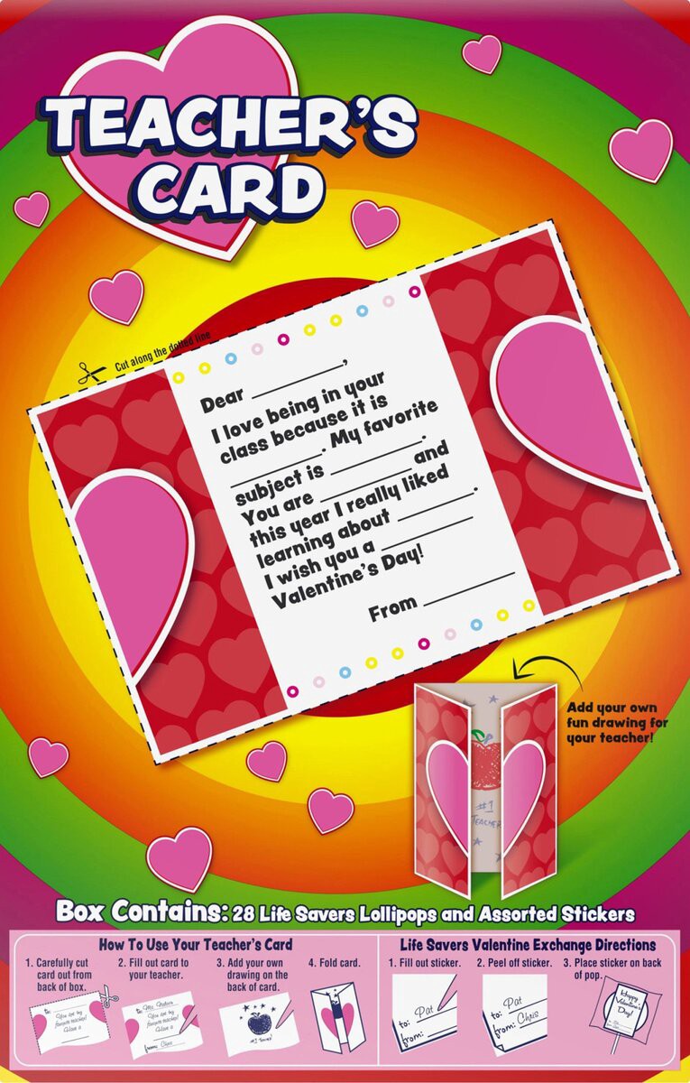 slide 3 of 7, LIFE SAVERS Valentine's Lollipop Exchange Kit, 9.9-Ounce 28 Count Box, 9.9 oz