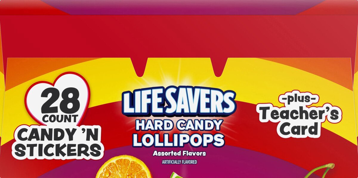 slide 2 of 7, LIFE SAVERS Valentine's Lollipop Exchange Kit, 9.9-Ounce 28 Count Box, 9.9 oz