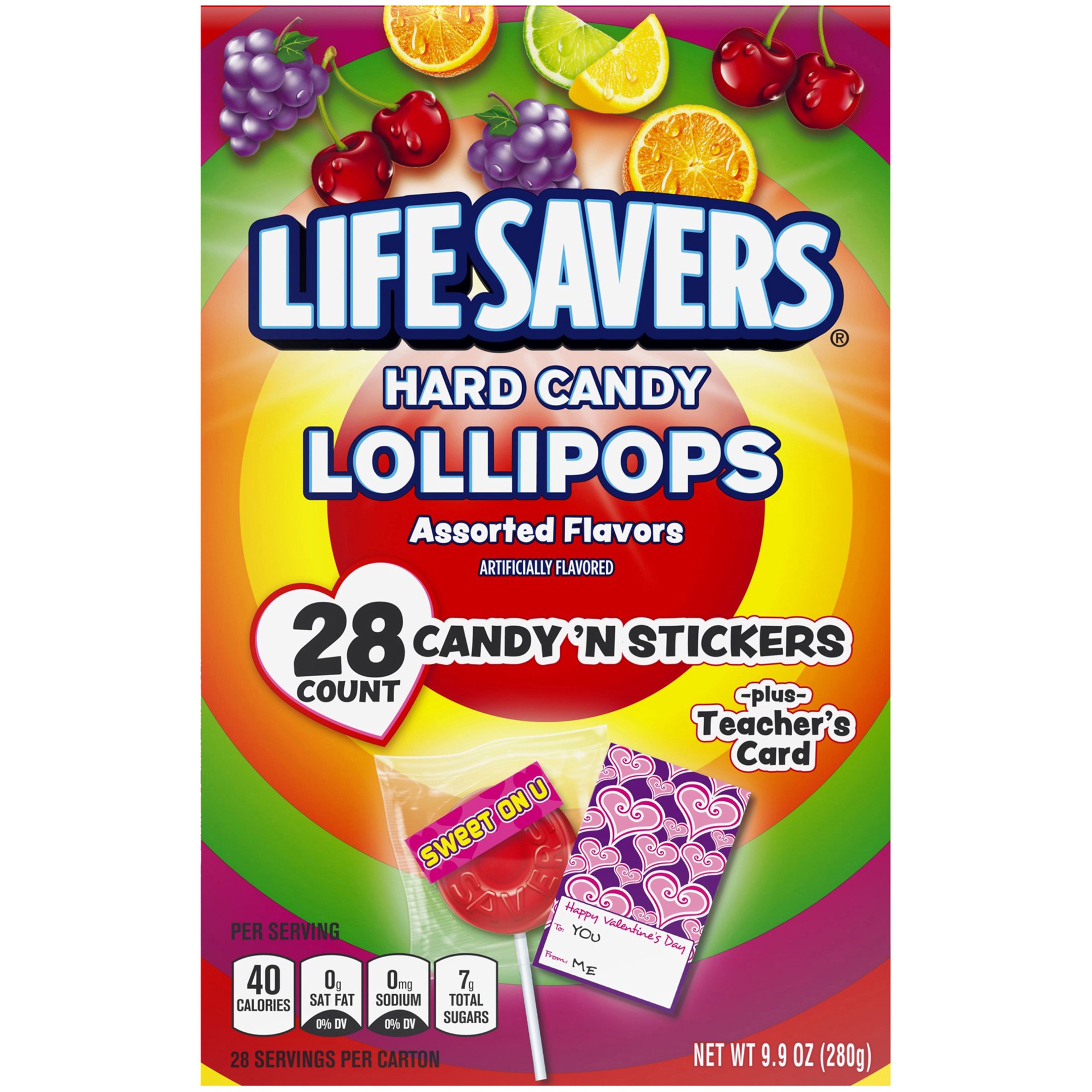 slide 1 of 7, LIFE SAVERS Valentine's Lollipop Exchange Kit, 9.9-Ounce 28 Count Box, 9.9 oz