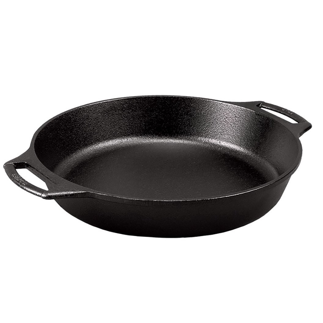 slide 1 of 1, Lodge Seasoned Cast Iron Dual Handle Baker's Skillet, 17 ft