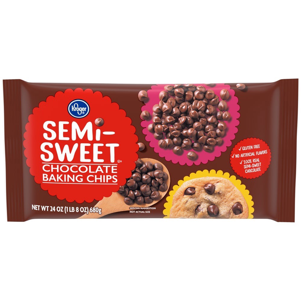 slide 3 of 3, Kroger Semi-Sweet Chocolate Baking Chips, 24 oz