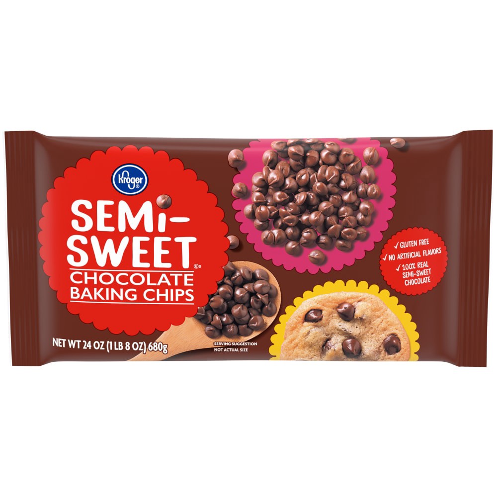 slide 1 of 3, Kroger Semi-Sweet Chocolate Baking Chips, 24 oz