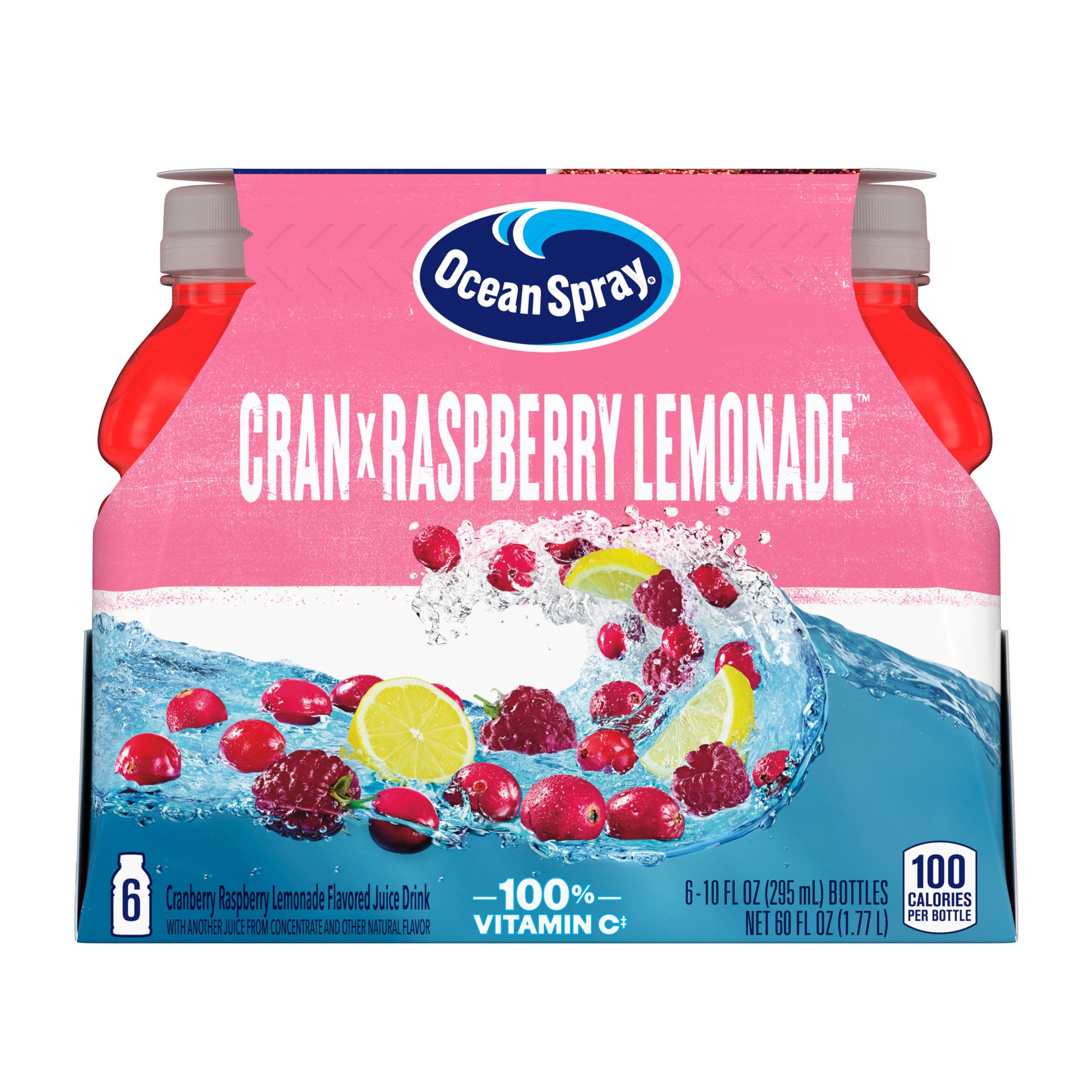 slide 1 of 1, Ocean Spray 6pk Cranberry Raspberry Lemonade, 6 ct; 10 oz