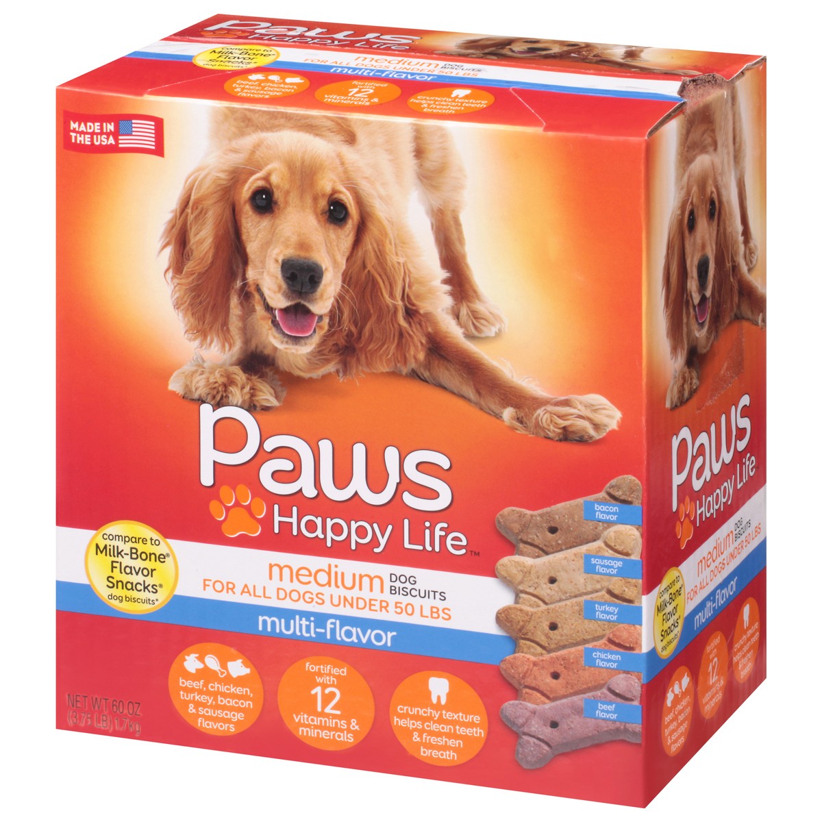 slide 2 of 9, Paws Happy Life Medium Multi-Flavor Dog Biscuits 60 oz, 60 oz