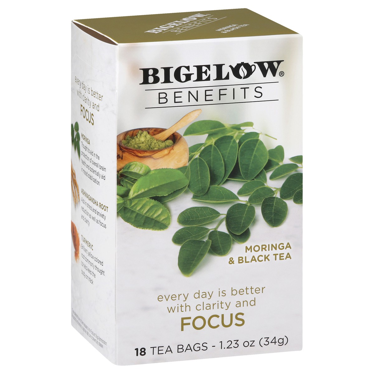 slide 5 of 9, Bigelow Focus Moringa Black Tea, 18 ct