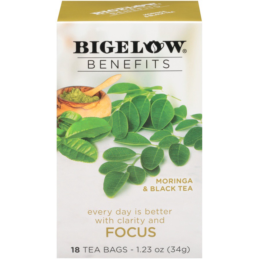 slide 1 of 9, Bigelow Focus Moringa Black Tea, 18 ct