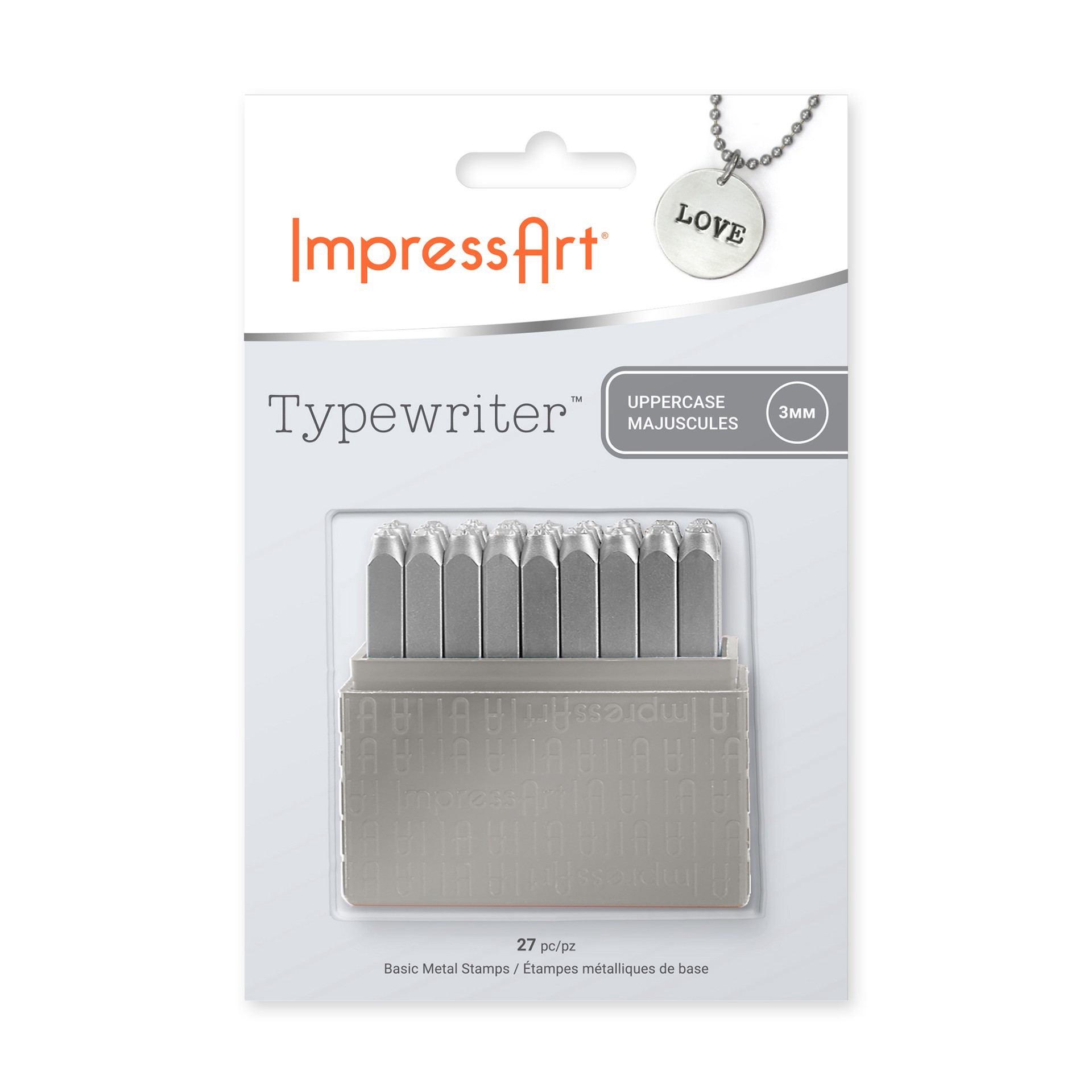 slide 4 of 5, Impressart Basic Uppercase Typewriter Letter Stamps, 3mm, 3 mm
