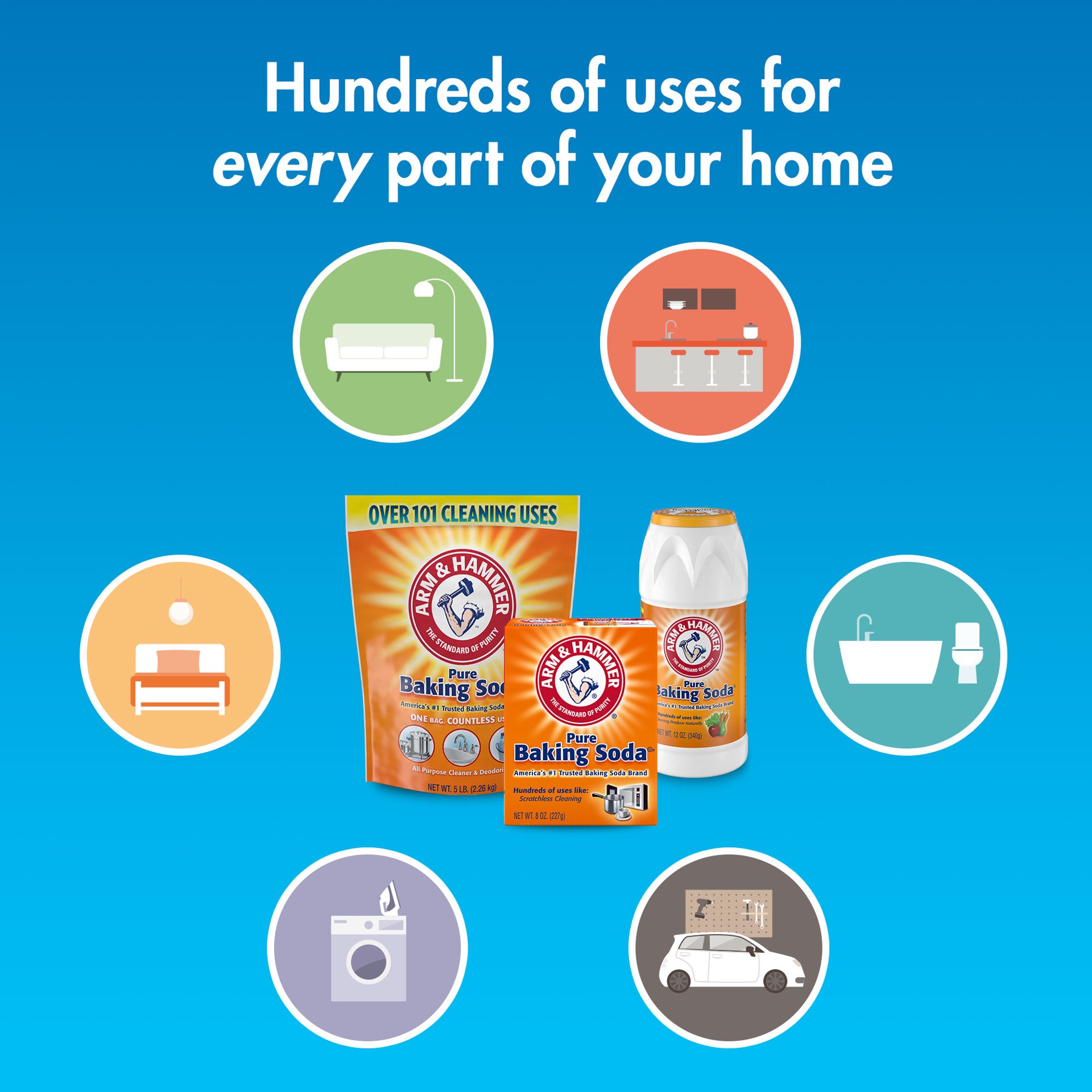 slide 2 of 4, ARM & HAMMER Pure Baking Soda, For Baking, Cleaning & Deodorizing, 4 lb Box, 64 oz