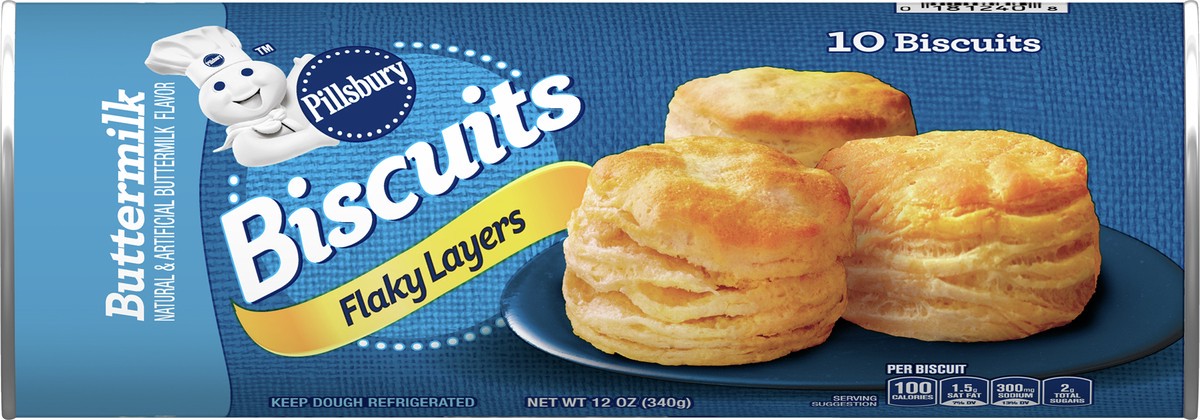 slide 5 of 8, Pillsbury Flaky Layers Biscuits, Buttermilk, 10 ct., 12 oz., 10 ct
