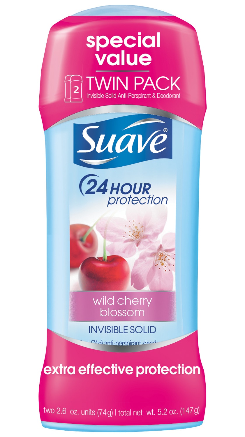 slide 1 of 1, Suave Invisible Solid Anti-Perspirant Deodorant, Wild Cherry Blossom, 2 ct; 2.6 oz