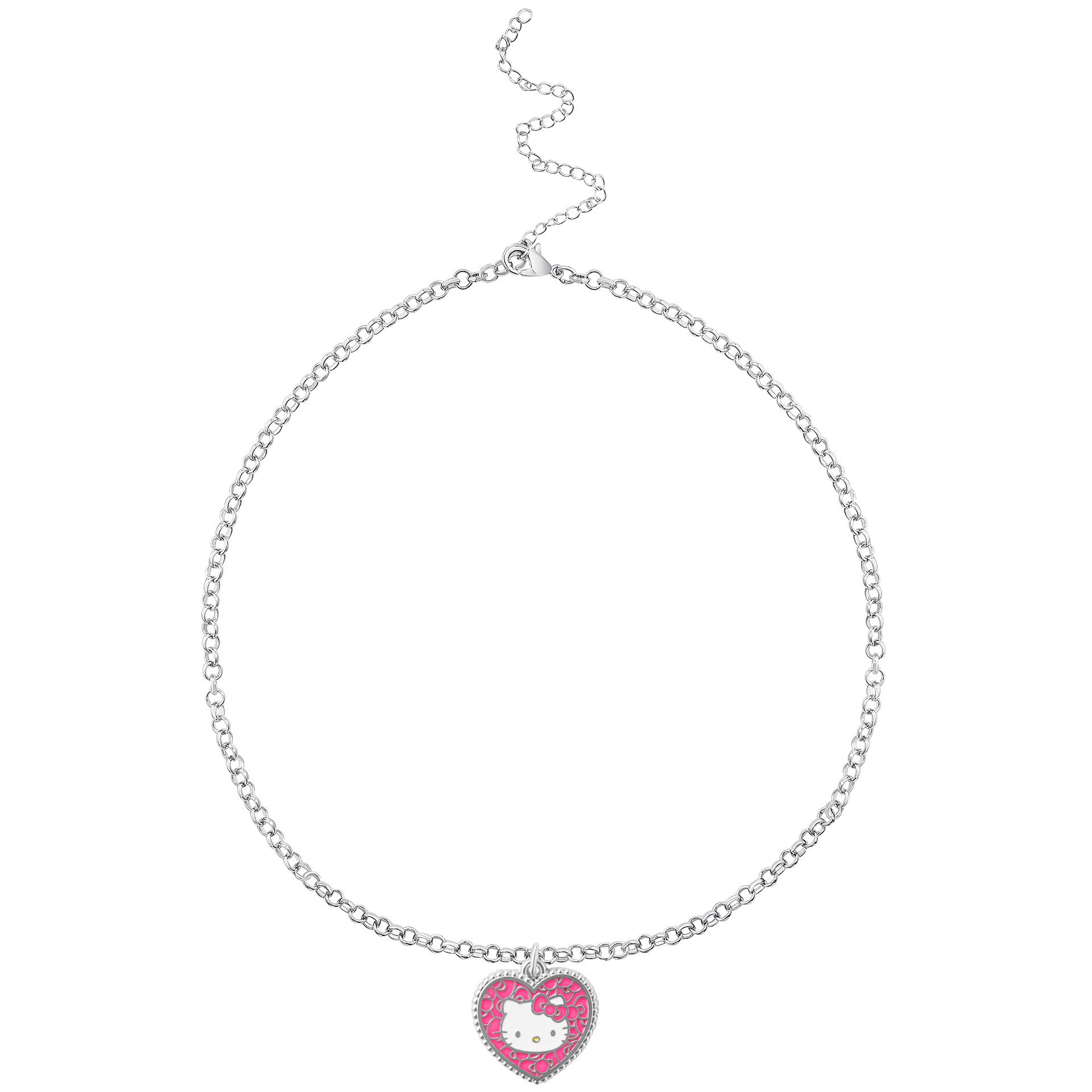 slide 2 of 3, Hello Kitty Pink Mosaic Heart Enamel Charm, 0.98 in x 0.85 in x 0.09 in