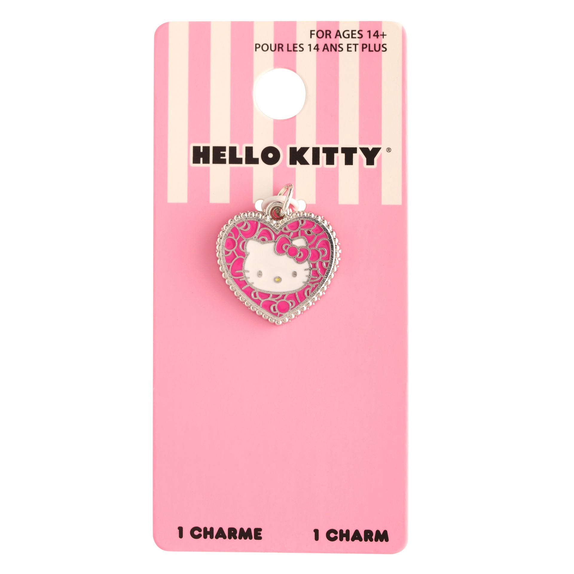 slide 3 of 3, Hello Kitty Pink Mosaic Heart Enamel Charm, 0.98 in x 0.85 in x 0.09 in