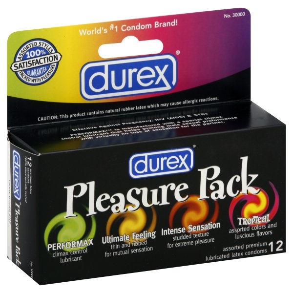 slide 1 of 1, Durex Condoms, Premium Latex, Lubricated, Assorted, 12 ct