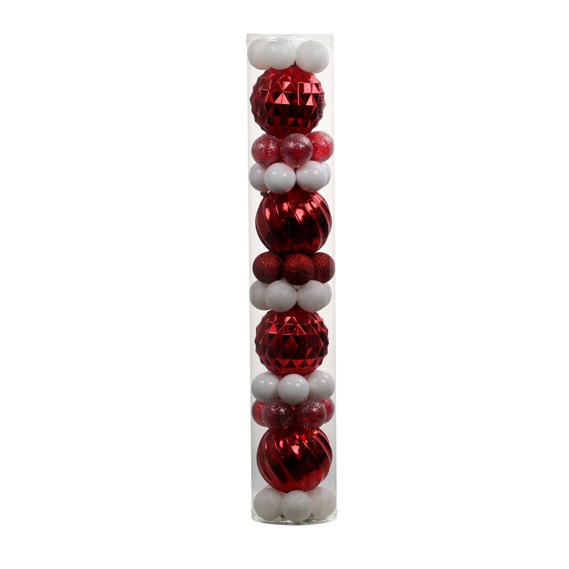slide 3 of 3, 44 Pack 1.8" & 4.7" Red & White Mixed Finish Shatterproof Ball Ornaments By Ashland, 44 ct
