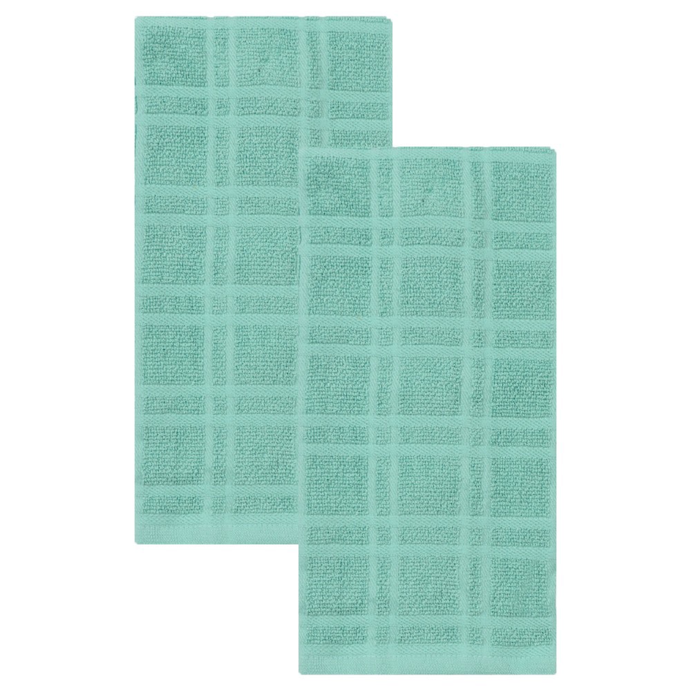 slide 2 of 3, Everyday Living Solid Waffle Kitchen Towels - Teal, 2 ct
