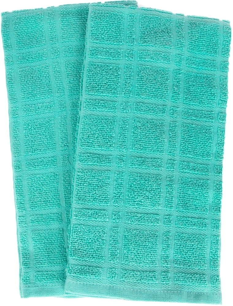 slide 1 of 1, Everyday Living Solid Waffle Kitchen Towels - Teal, 2 ct