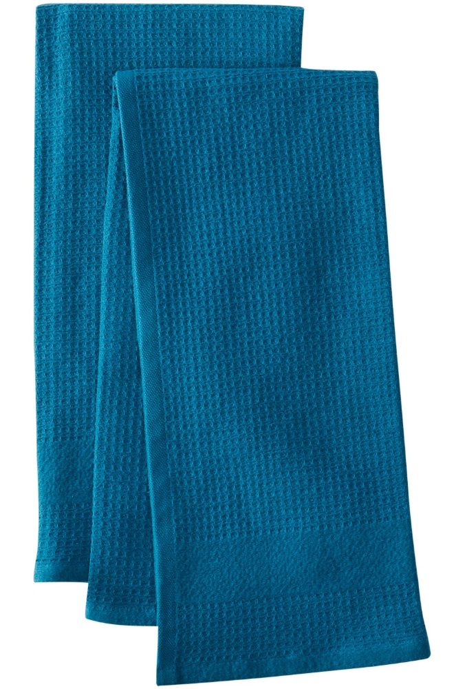 slide 1 of 1, Dash of That Woven Waffle Kitchen Towel Set - Teal, 2 ct