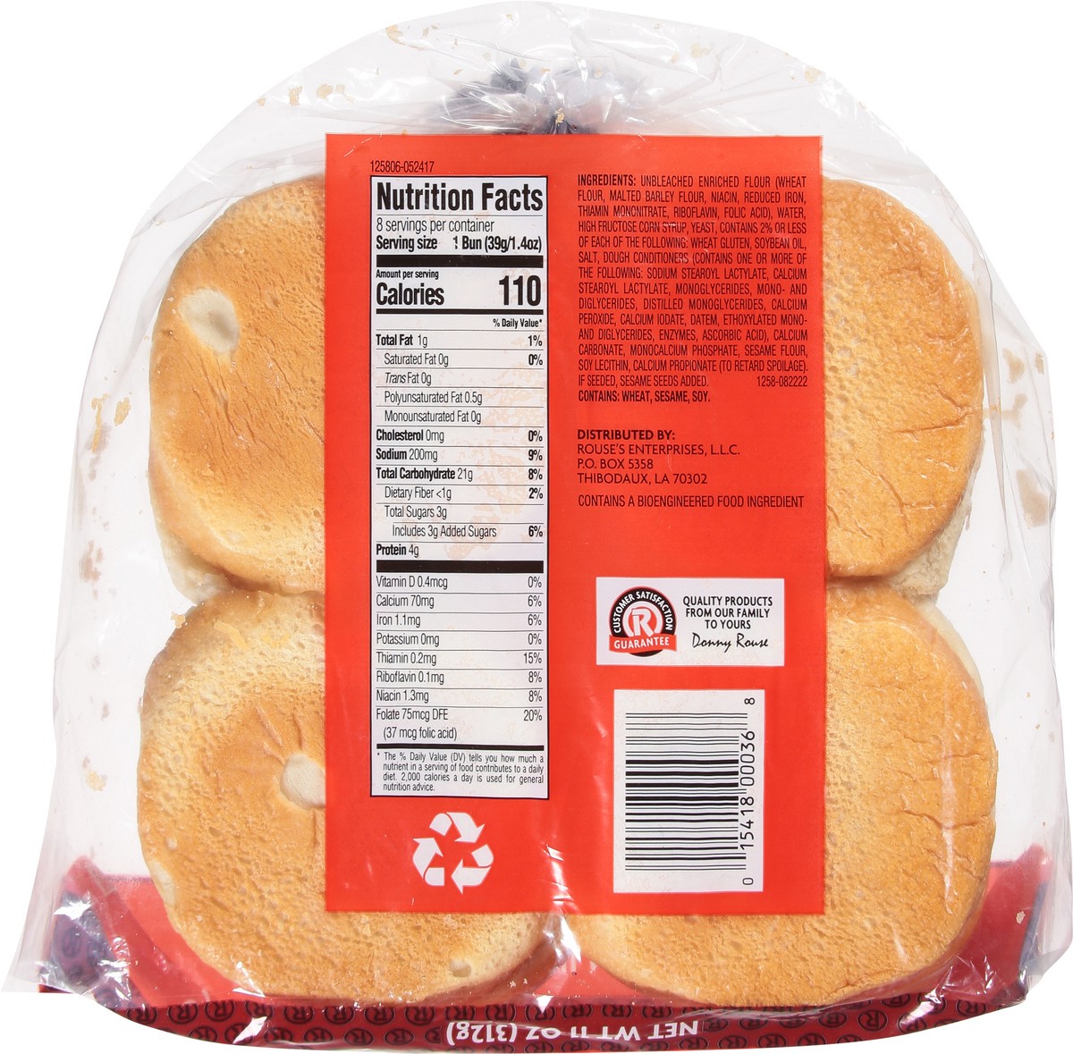 slide 5 of 9, Rouses Markets Enriched Hamburger Buns 8 ea, 8 ct