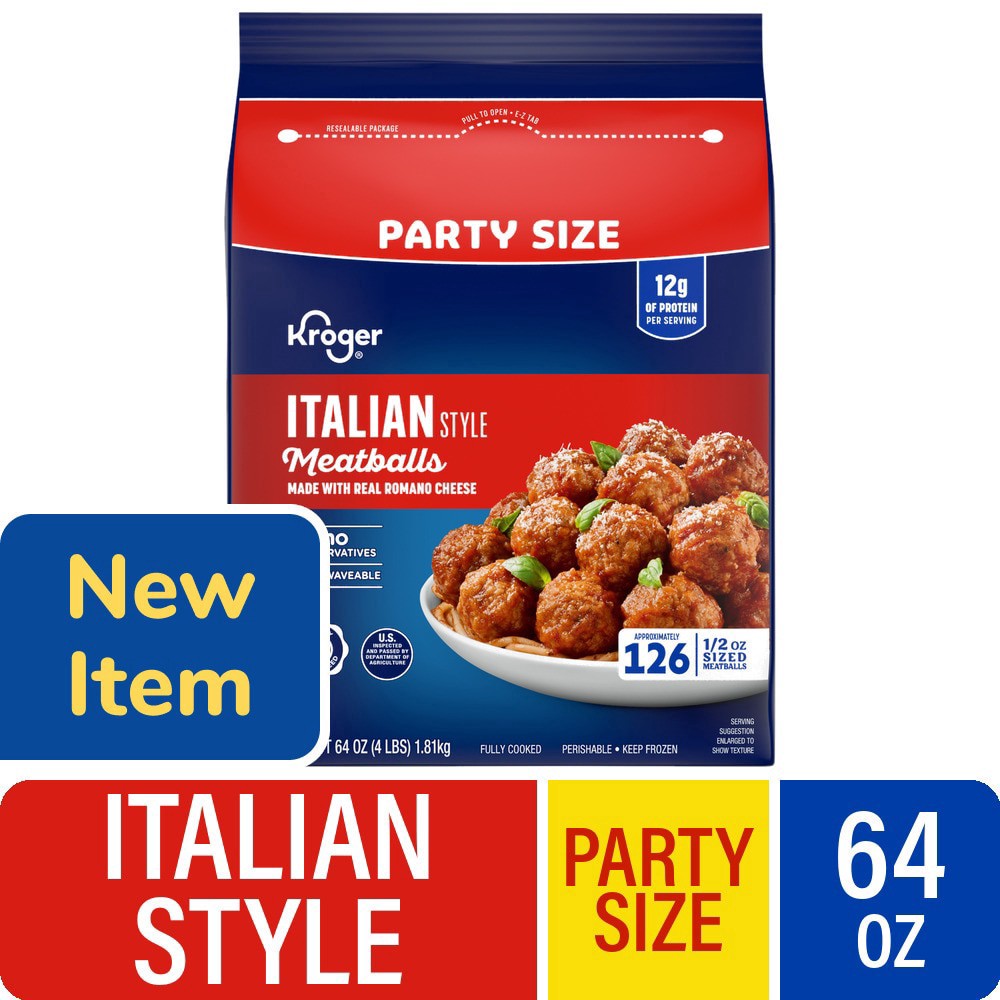 slide 1 of 1, Kroger® Italian Style Meatballs, 64 oz